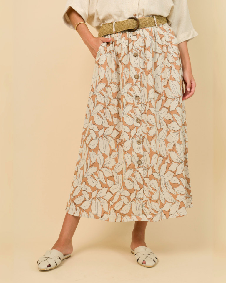 FALDA LINO BOTONES PRINT