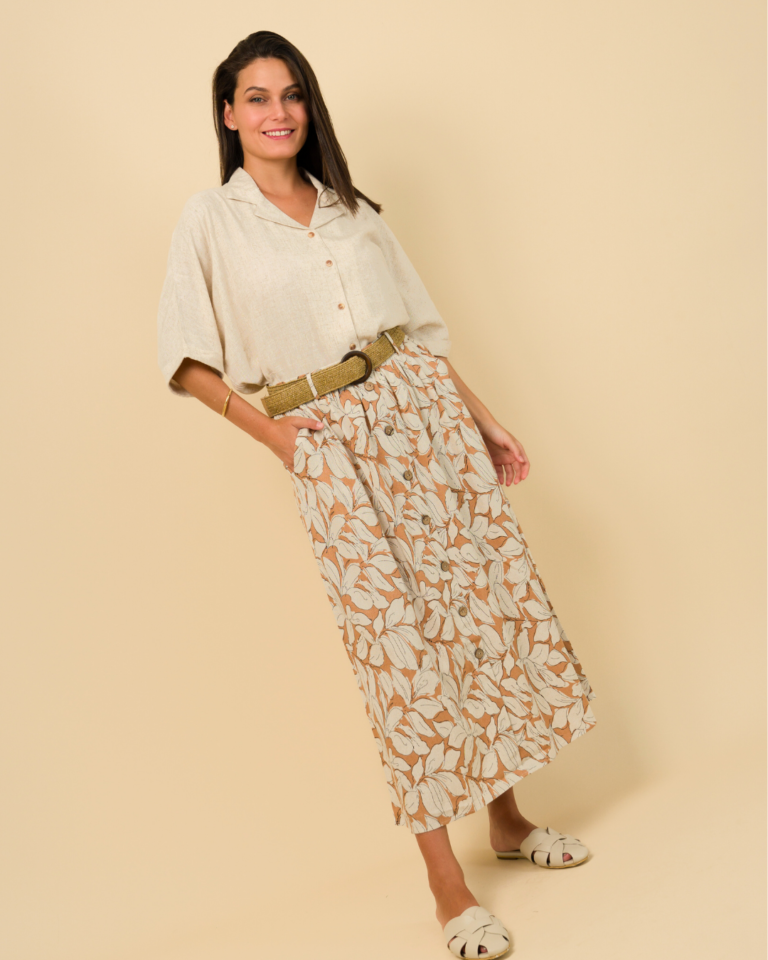 FALDA LINO BOTONES PRINT