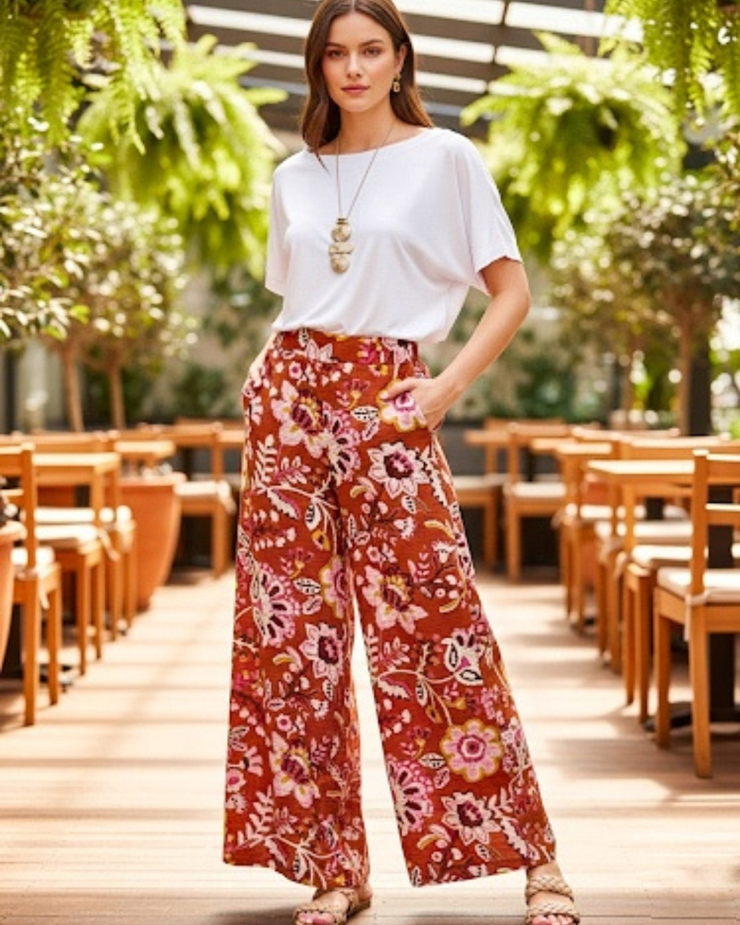 PANTALON SPICE PRINT CORAL