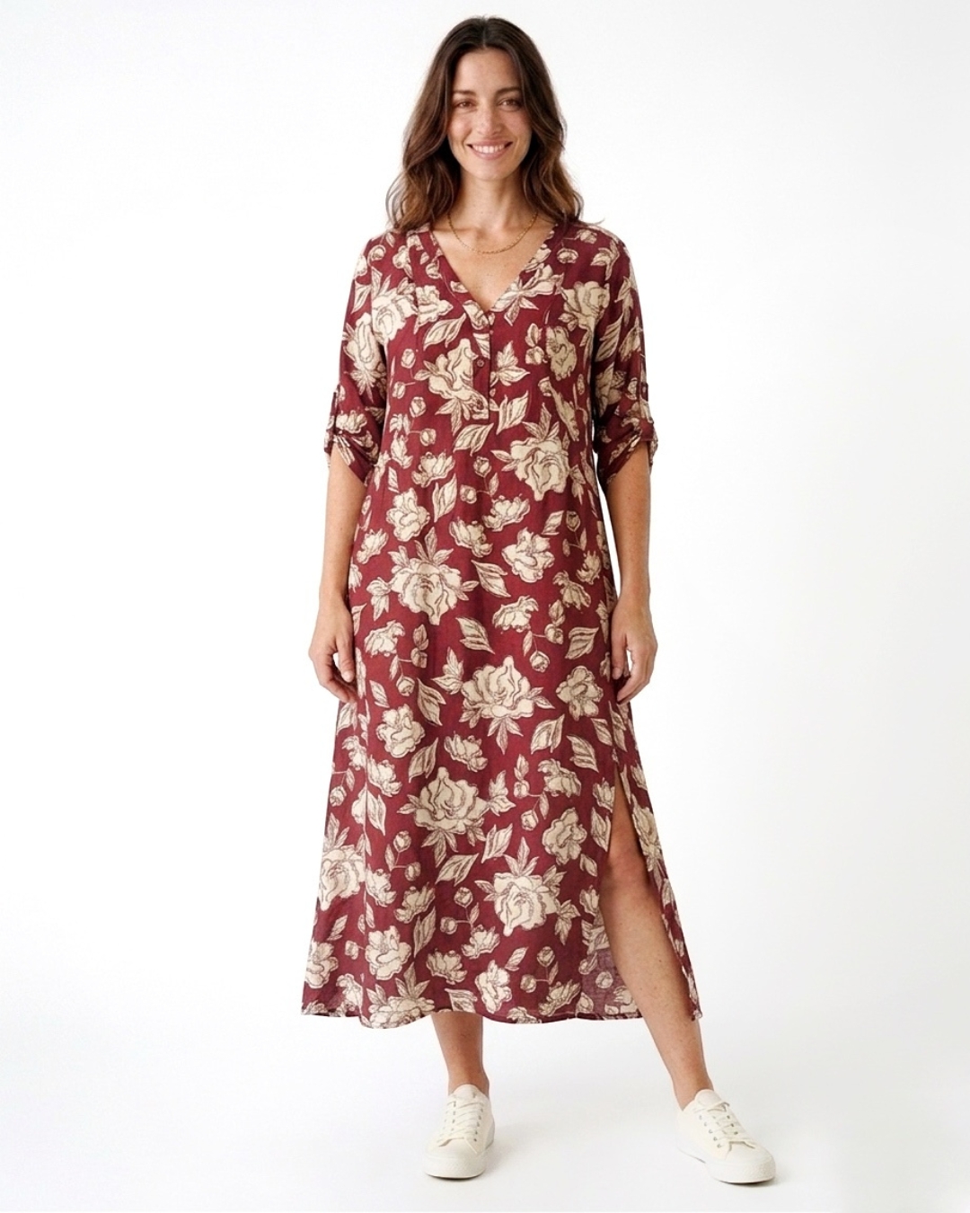 VESTIDO WHISPER PRINT BORGOÑA