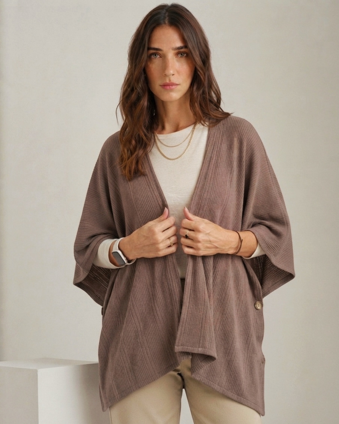 01-CARDIGAN LOOSE TAUPE